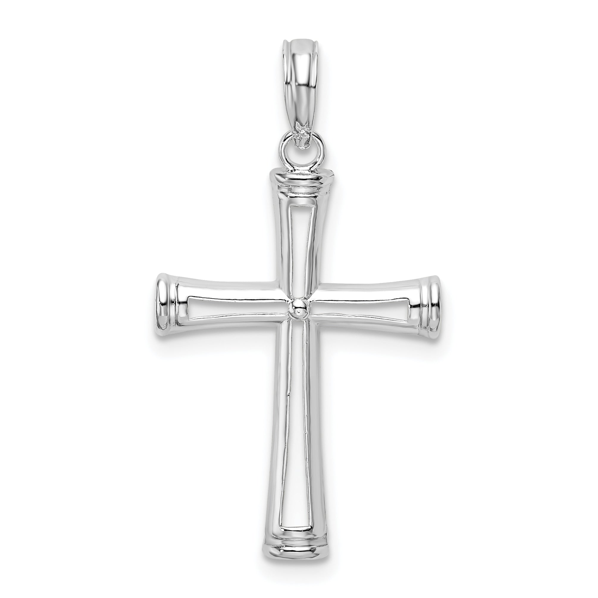 De-Ani Sterling Silver Rhodium-Plated Polished Tapered Center Cross Pendant Main image