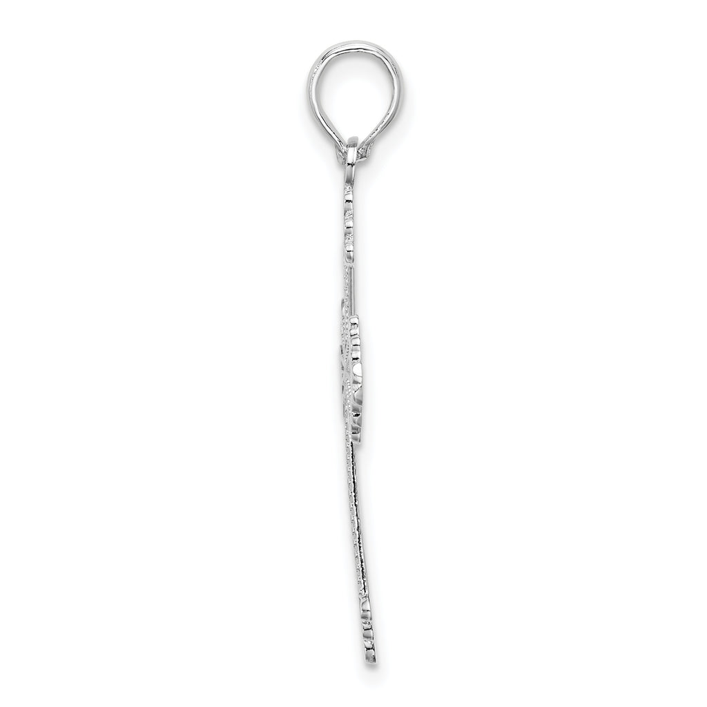 De-Ani Sterling Silver Rhodium-Plated Polished Heart Cross Pendant