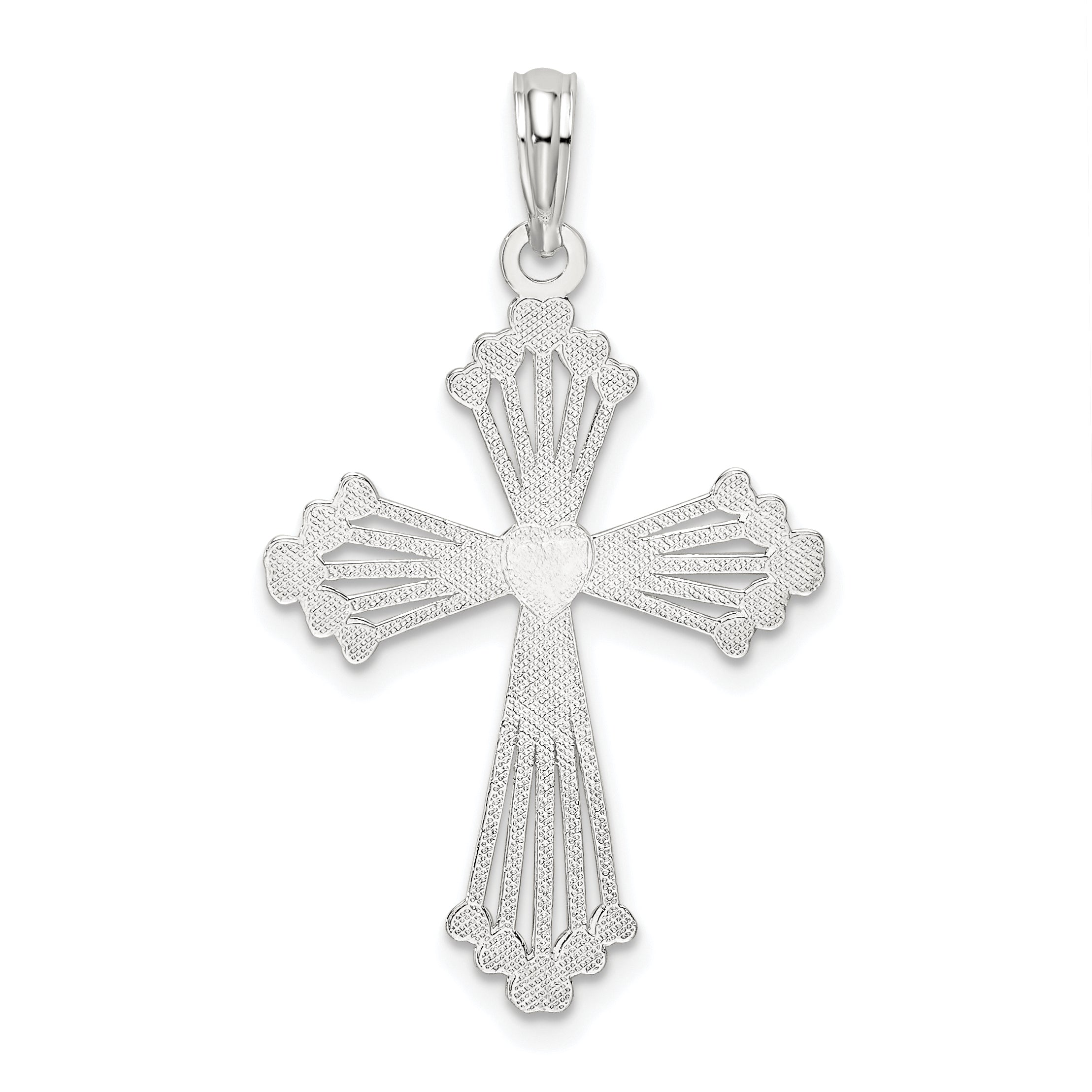 De-Ani Sterling Silver Rhodium-Plated Polished Heart Cross Pendant