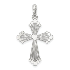 De-Ani Sterling Silver Rhodium-Plated Polished Heart Cross Pendant
