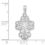De-Ani Sterling Silver Rhodium-Plated Polished Fancy Lacy Cross Pendant
