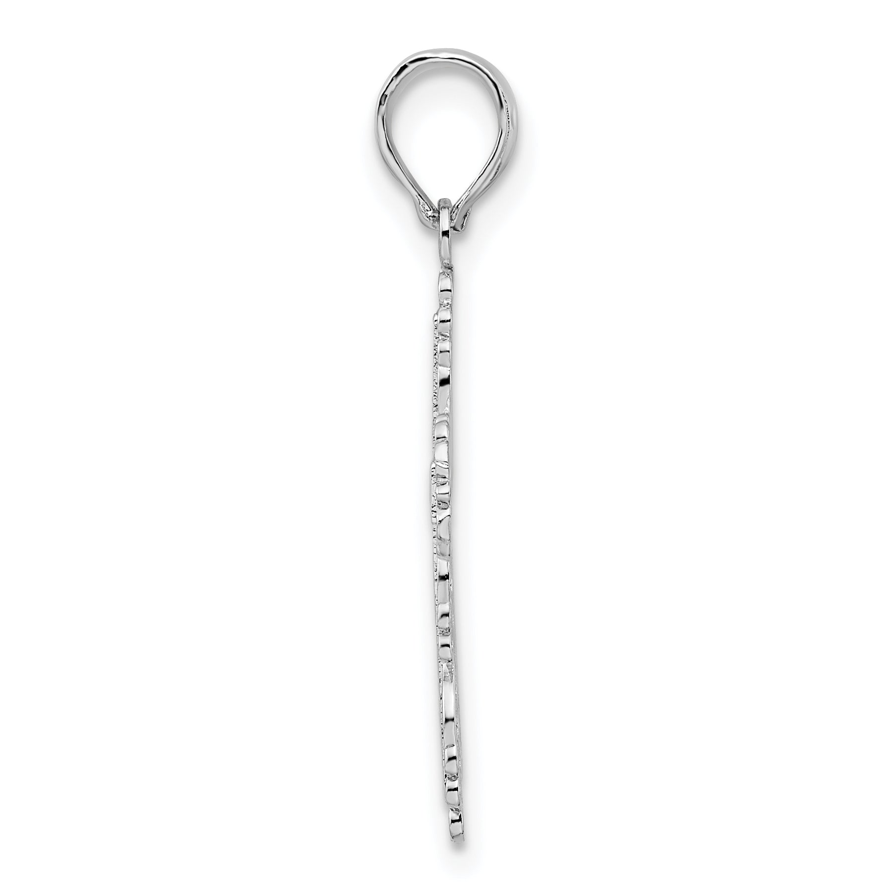 De-Ani Sterling Silver Rhodium-Plated Polished Lace Border Latin Cross Pendant Secondary image