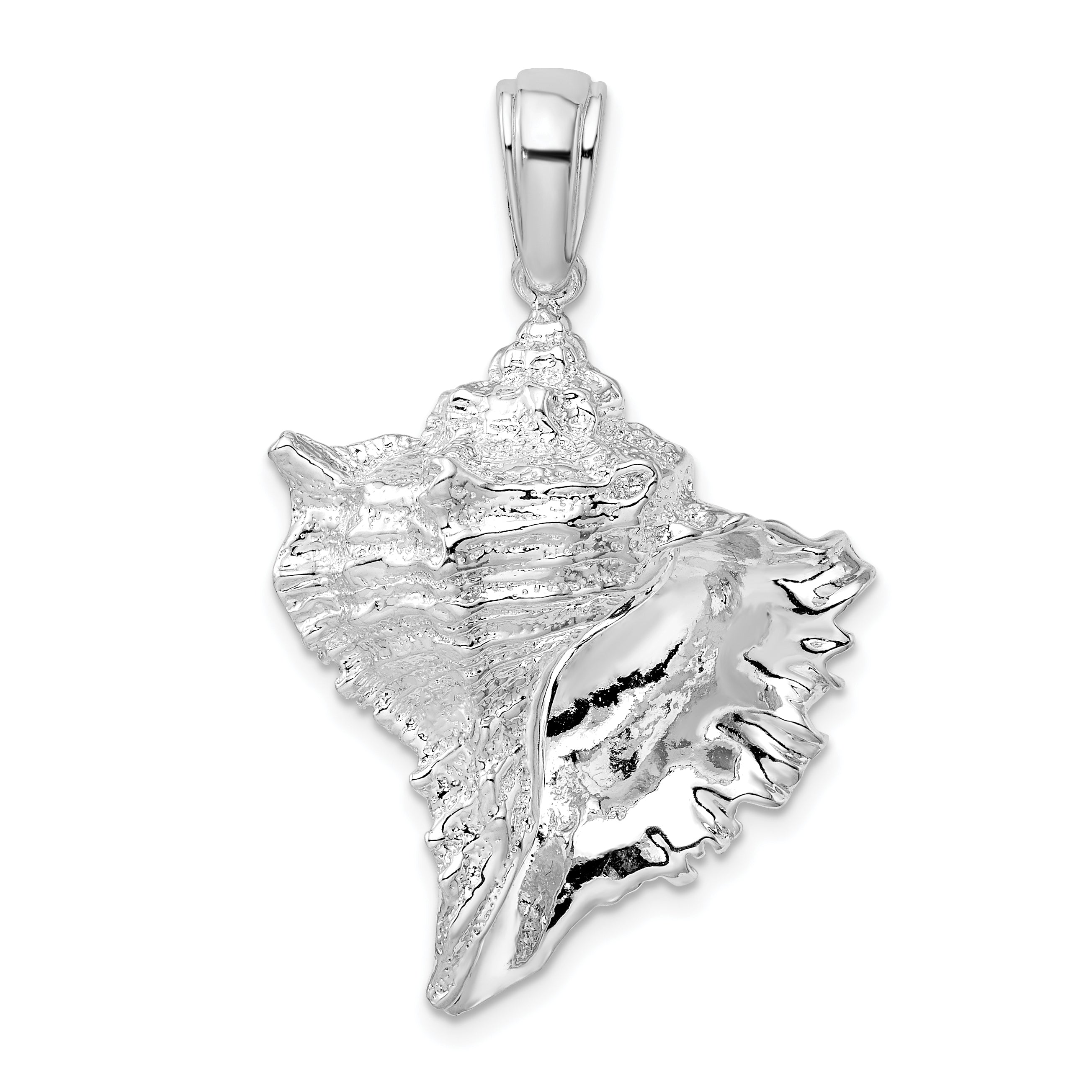 De-Ani Sterling Silver Rhodium-Plated Polished Conch Shell Pendant Main image