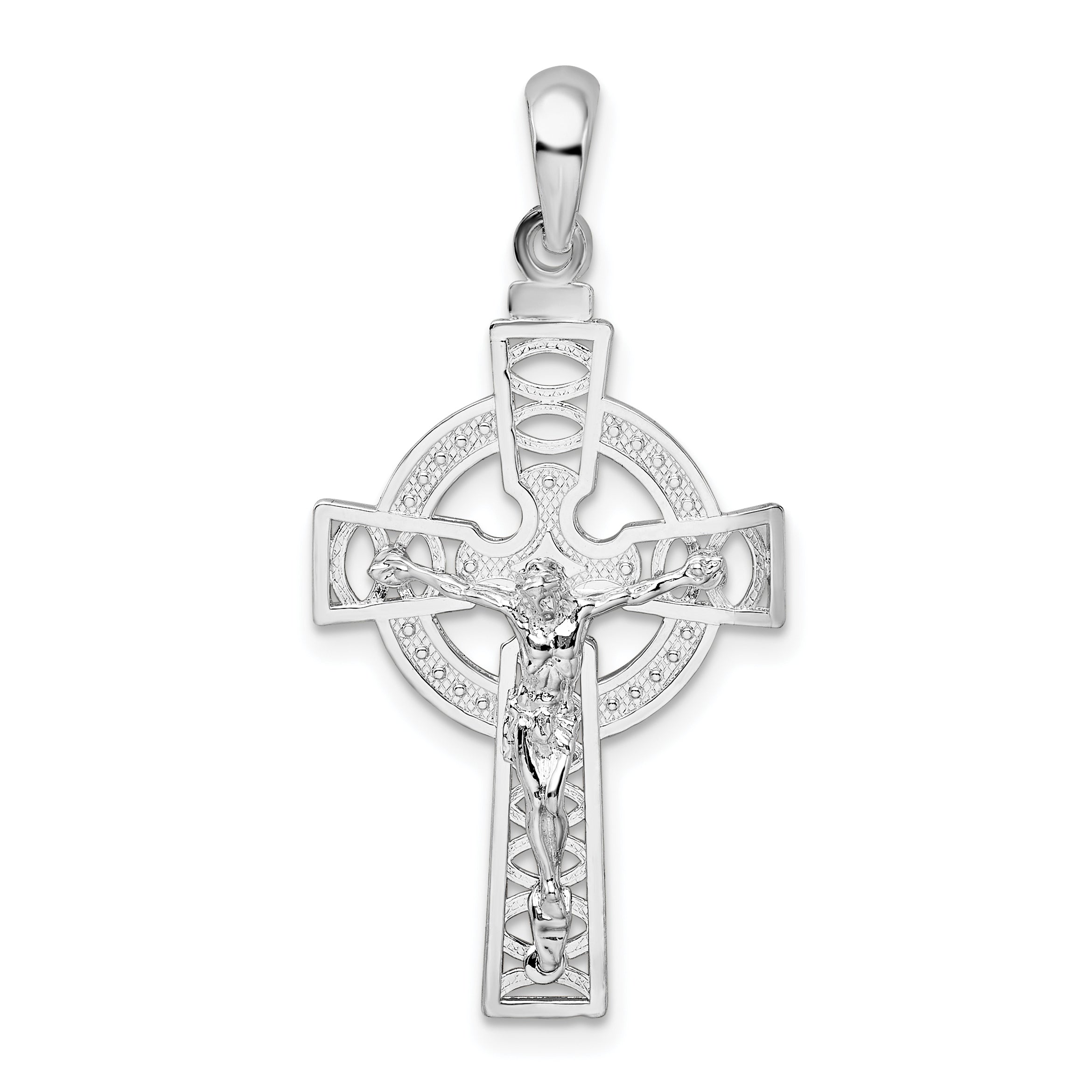 De-Ani Sterling Silver Rhodium-Plated Polished Cut-Out Celtic Crucifix Pendant Main image