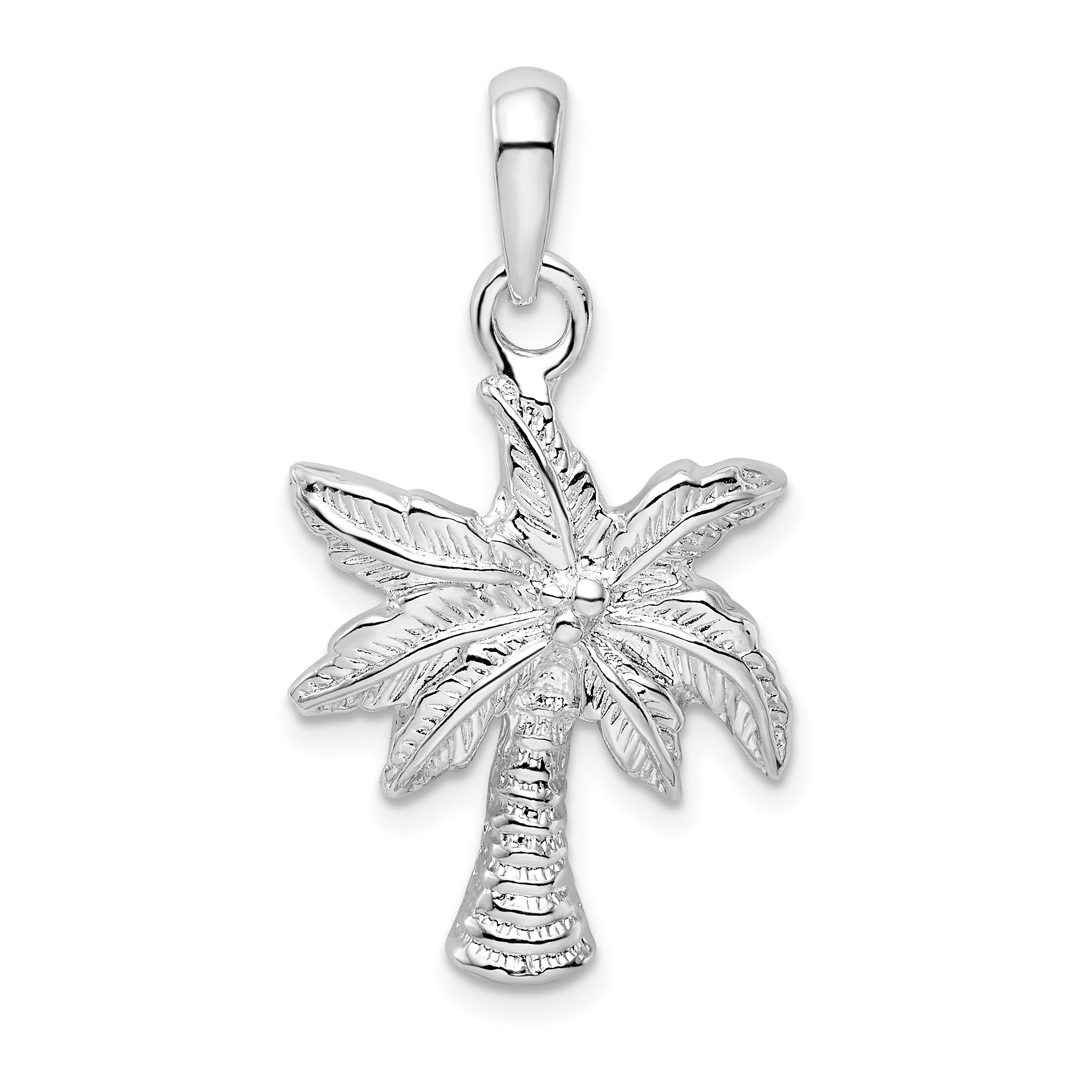 De-Ani Sterling Silver Rhodium-Plated Polished Palm Tree Pendant Main image
