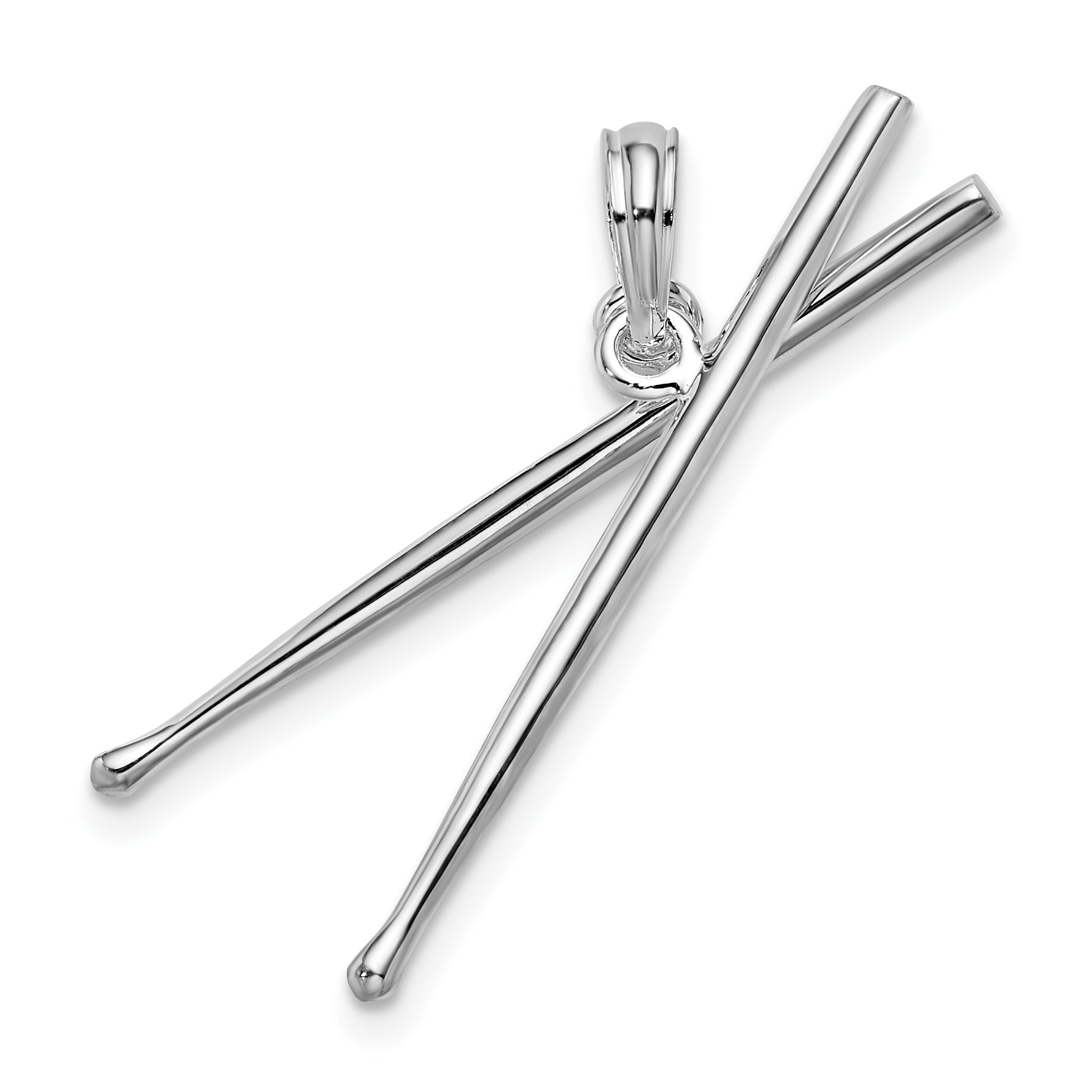 De-Ani Sterling Silver Rhodium-Plated Polished Moveable 3D Drumsticks Pendant Main image
