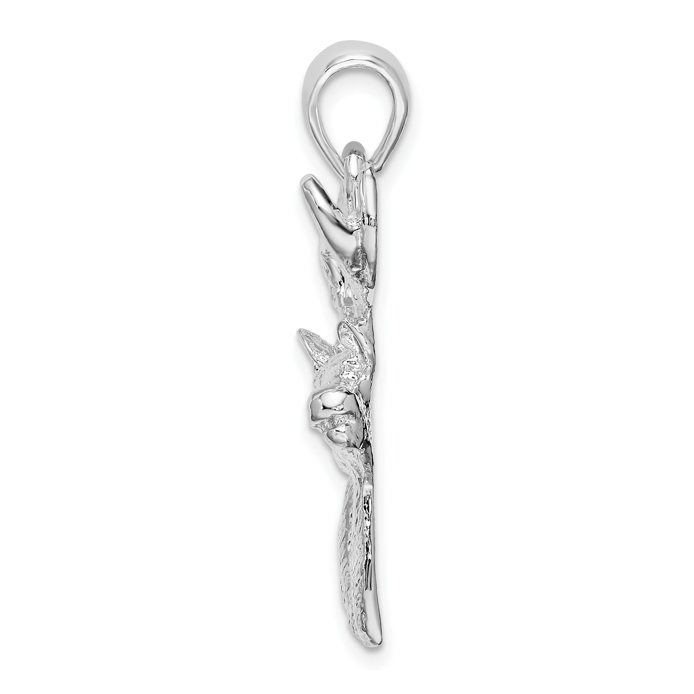 De-Ani Sterling Silver Rhodium-Plated 6-point Buck Deer Head Profile Pendant Secondary image