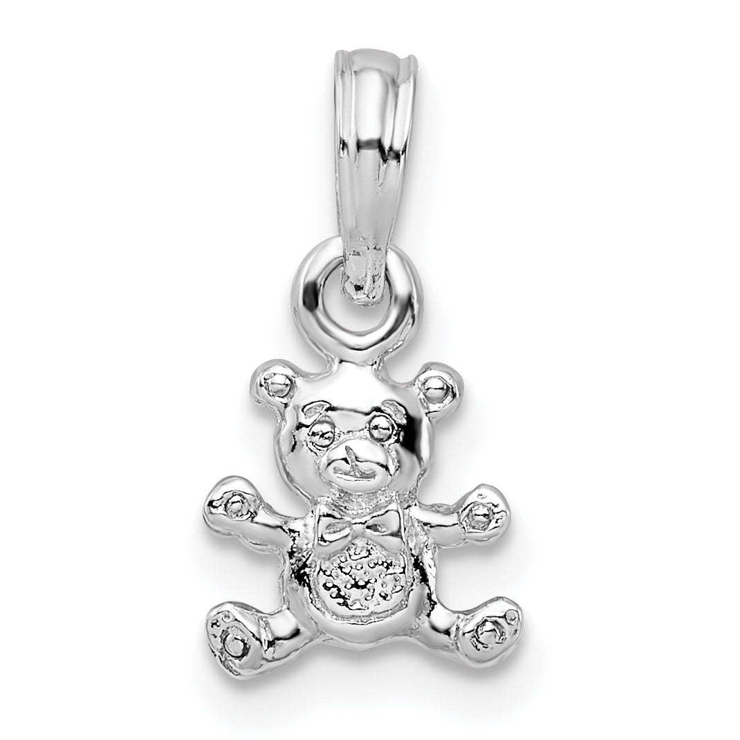 De-Ani Sterling Silver Rhodium-Plated Polished 3D Mini Bear Pendant Main image