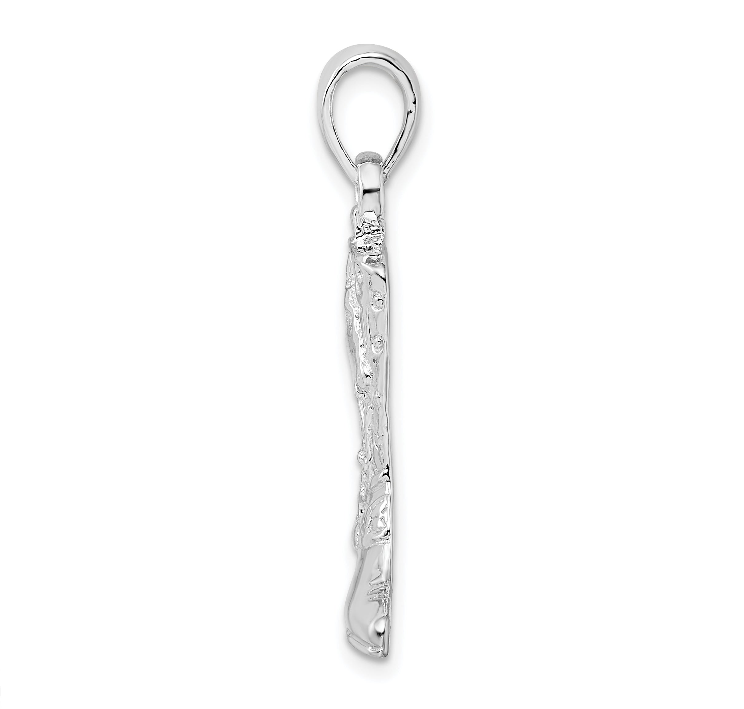 De-Ani Sterling Silver Rhodium-Plated Polished 3D Cowboy Boot with Spur Pendant Secondary image