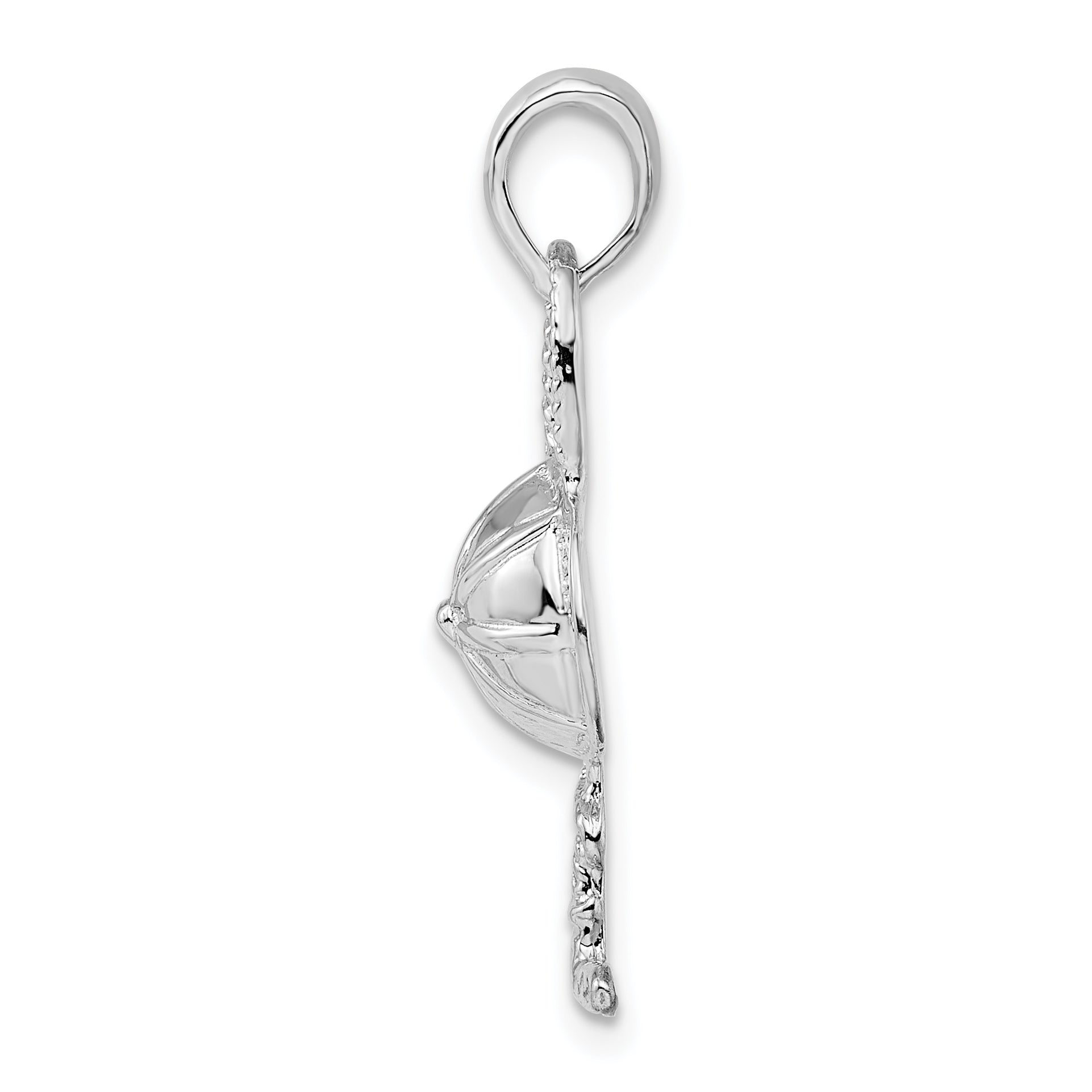 De-Ani Sterling Silver Polished Jockey Helmet with Crop Pendant Secondary image