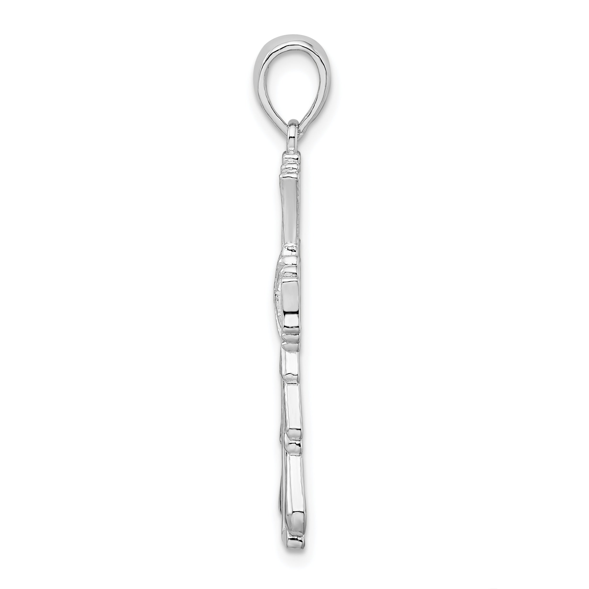 De-Ani Sterling Silver Rhodium-Plated Polished X-Center Cut-Out Cross Pendant Secondary image