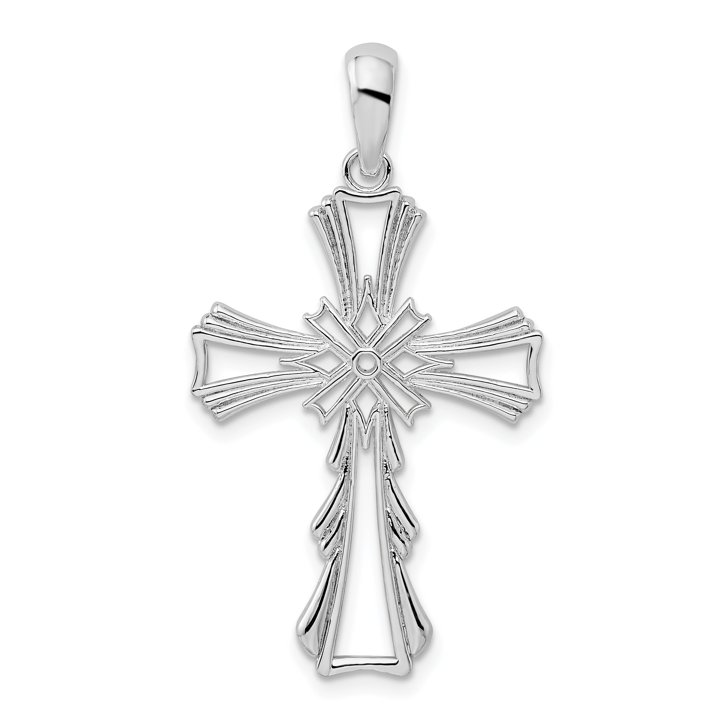 De-Ani Sterling Silver Rhodium-Plated Polished X-Center Cut-Out Cross Pendant Main image