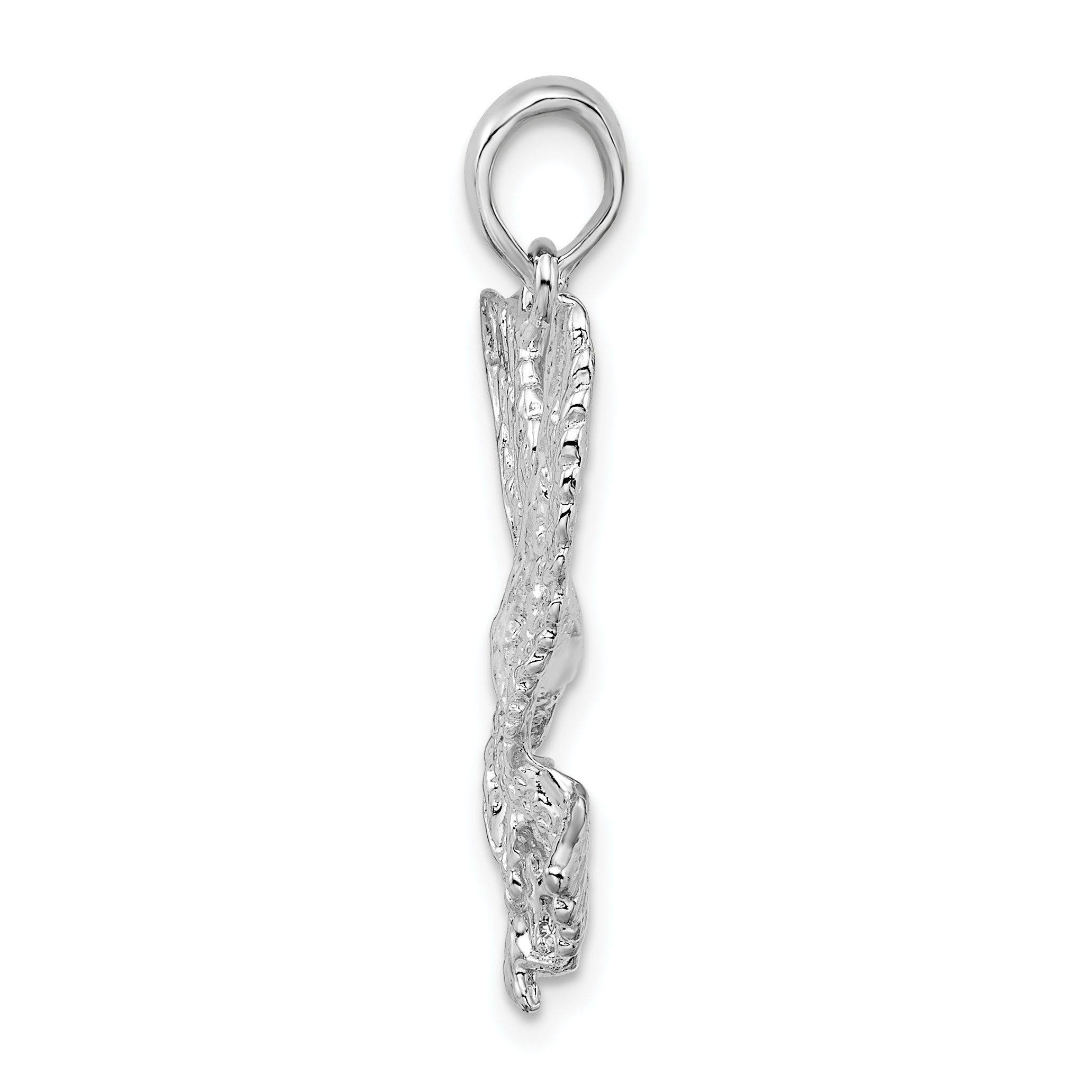 De-Ani Sterling Silver Rhodium-Plated Polished Textured Landing Eagle Pendant Secondary image