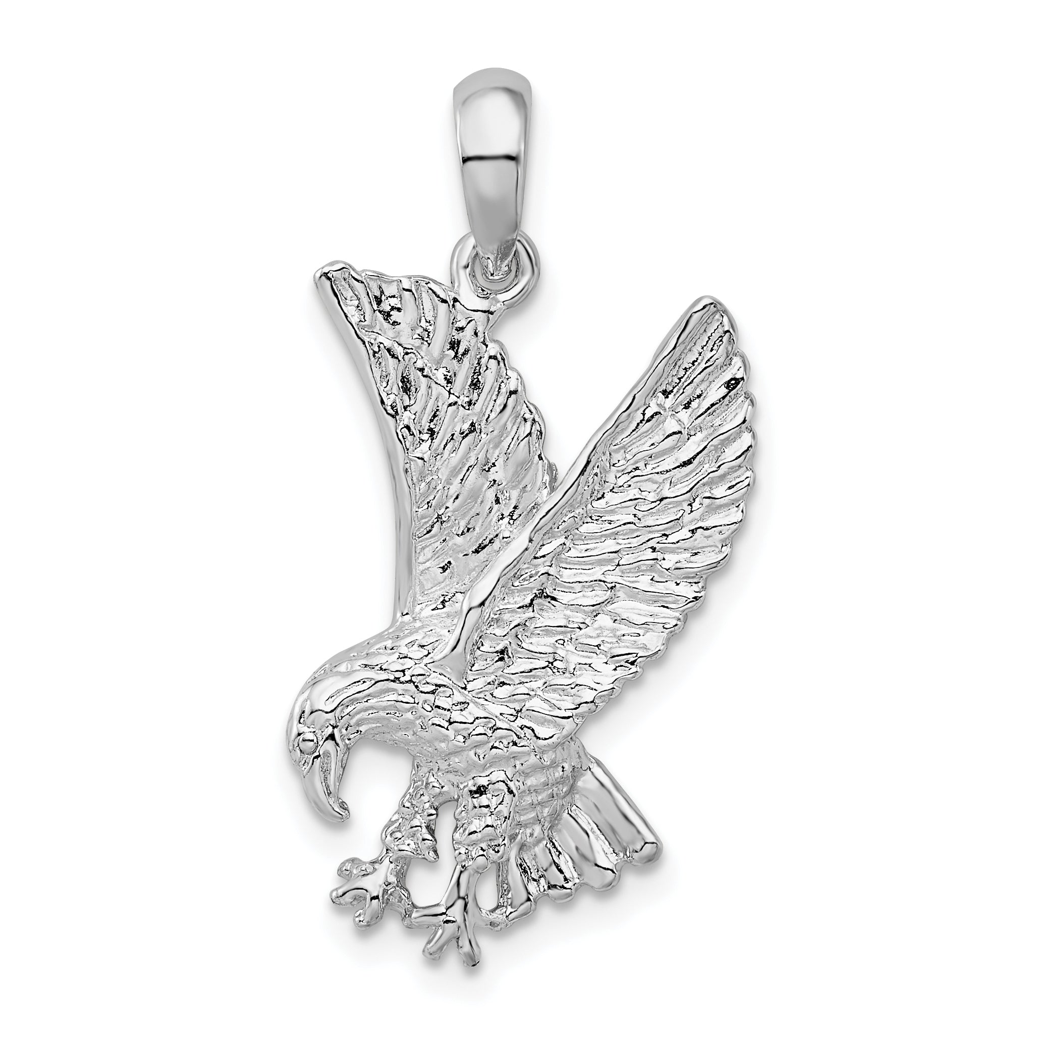 De-Ani Sterling Silver Rhodium-Plated Polished Textured Landing Eagle Pendant Main image