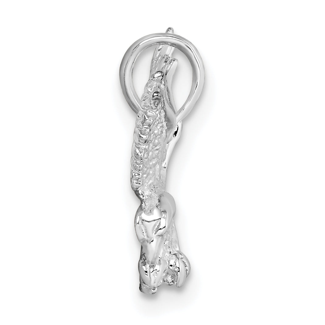 De-Ani Sterling Silver Rhodium-Plated Textured 3D Landing Eagle Pendant Secondary image