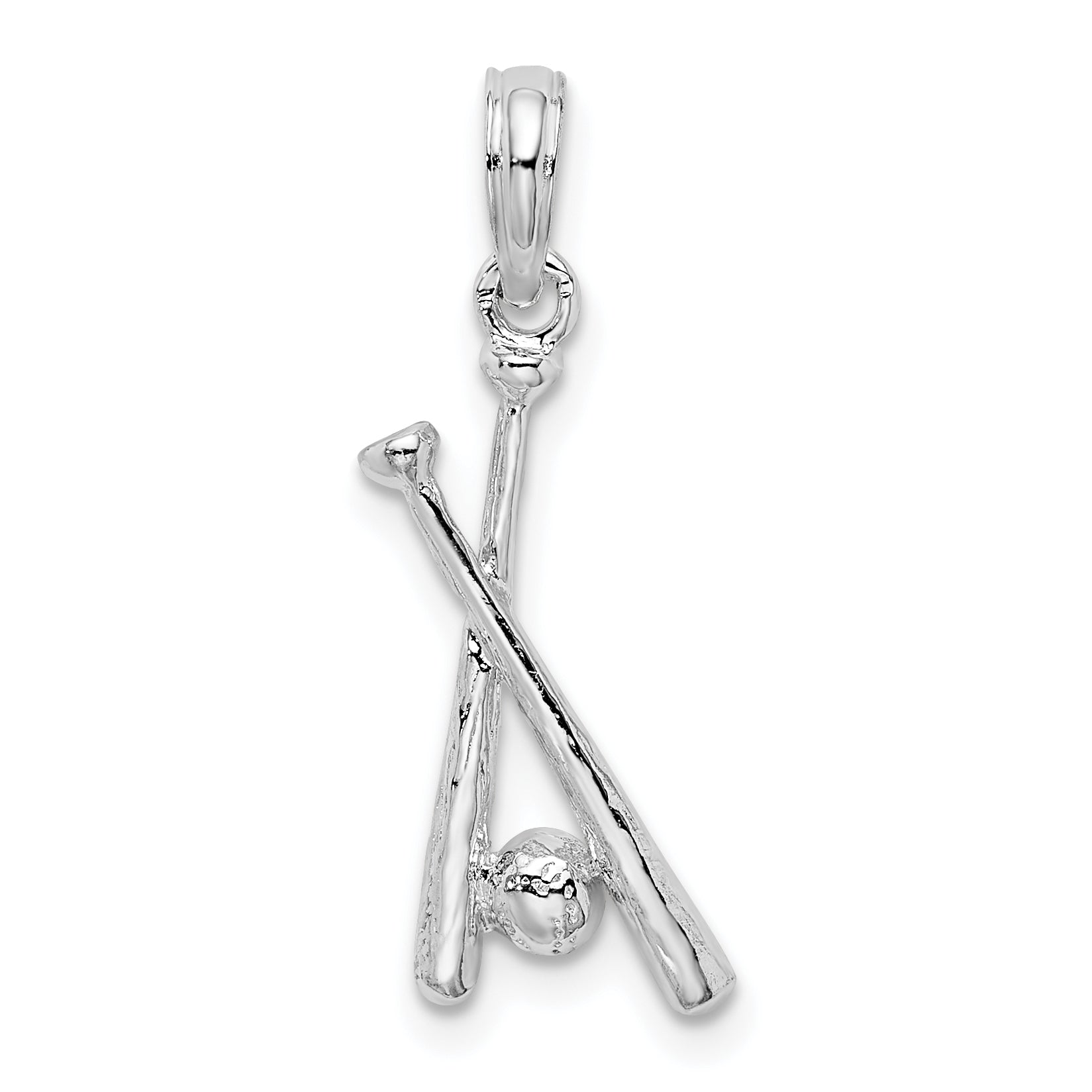 De-Ani Sterling Silver Rhodium-Plated Polished Baseball Bats and Ball Pendant Main image