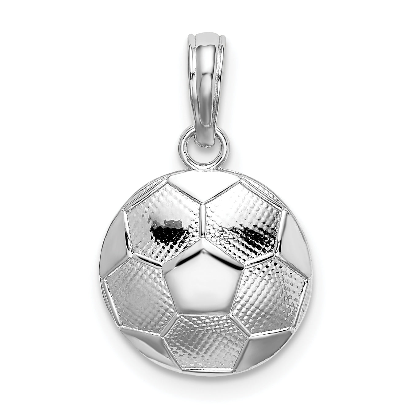 De-Ani Sterling Silver Rhodium-Plated Polished and Textured Soccer Ball Pendant Main image