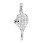 De-Ani Sterling Silver Rhodium-Plated Polished Tennis Racquet and Ball Pendant