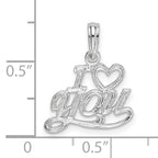 De-Ani Sterling Silver Rhodium-plated Polished I HEART YOU Script Pendant