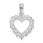 De-Ani Sterling Silver Rhodium-plated Polished Lacey Edge Open Heart Pendant