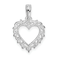 De-Ani Sterling Silver Rhodium-plated Polished Lacey Edge Open Heart Pendant
