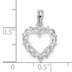 De-Ani Sterling Silver Rhodium-plated Polished Lacey Edge Open Heart Pendant