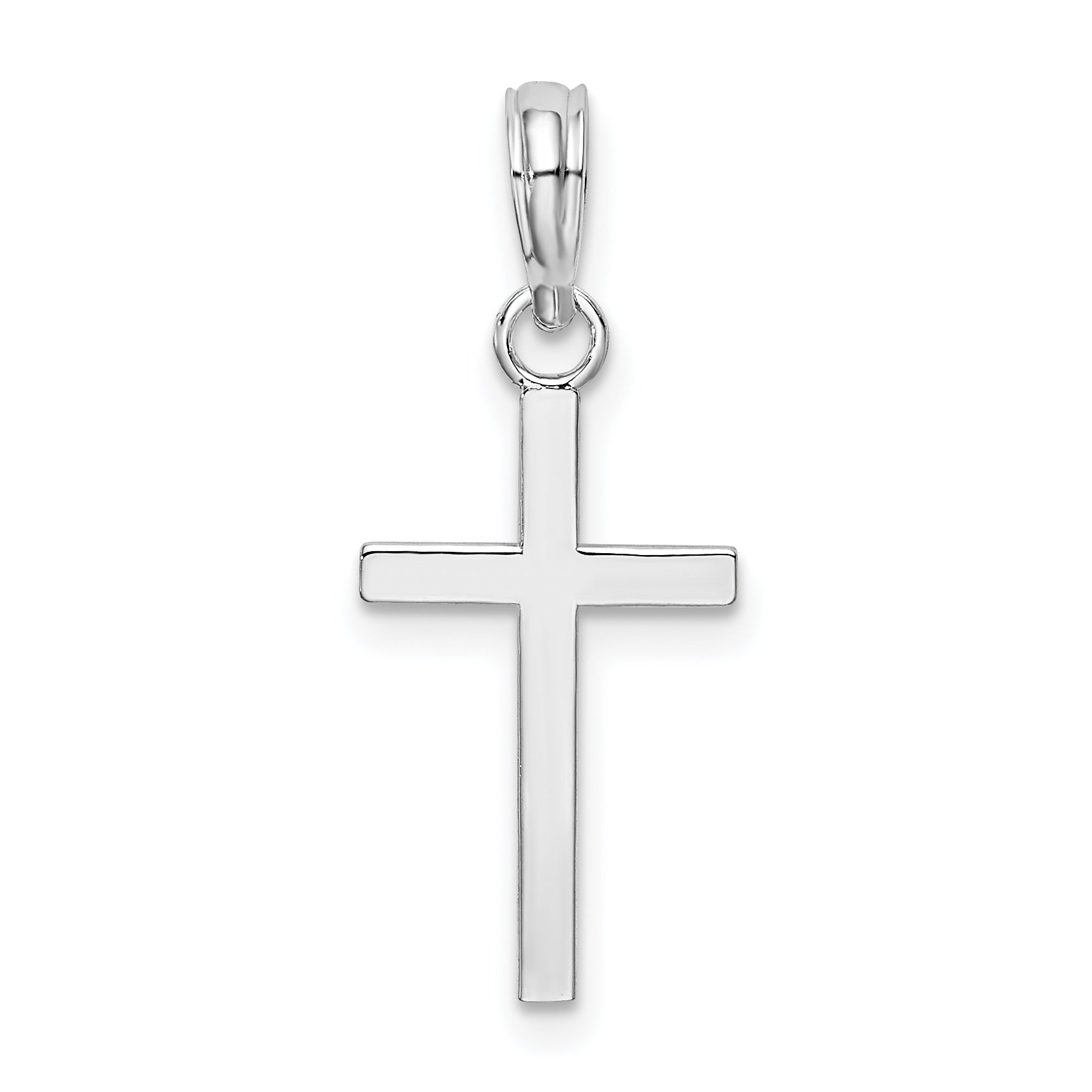 De-Ani Sterling Silver Rhodium-plated Polished Flat Latin Cross Pendant Main image