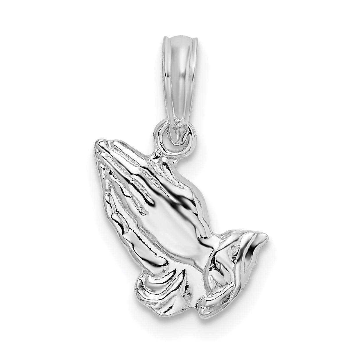 De-Ani Sterling Silver Rhodium-Plated Polished Praying Hands Pendant Main image
