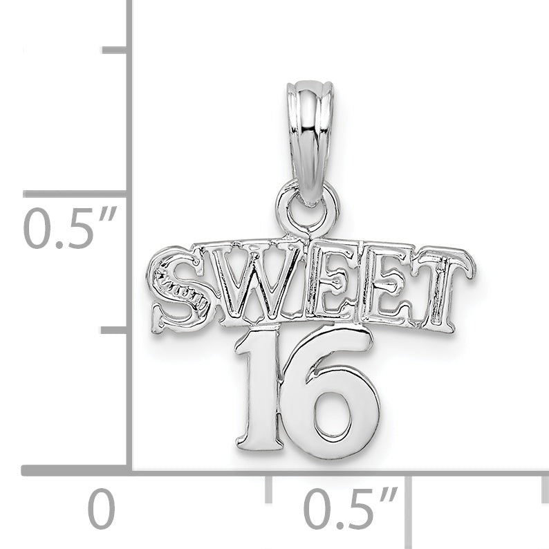 De-Ani Sterling Silver Rhodium-plated Polished SWEET 16 Pendant