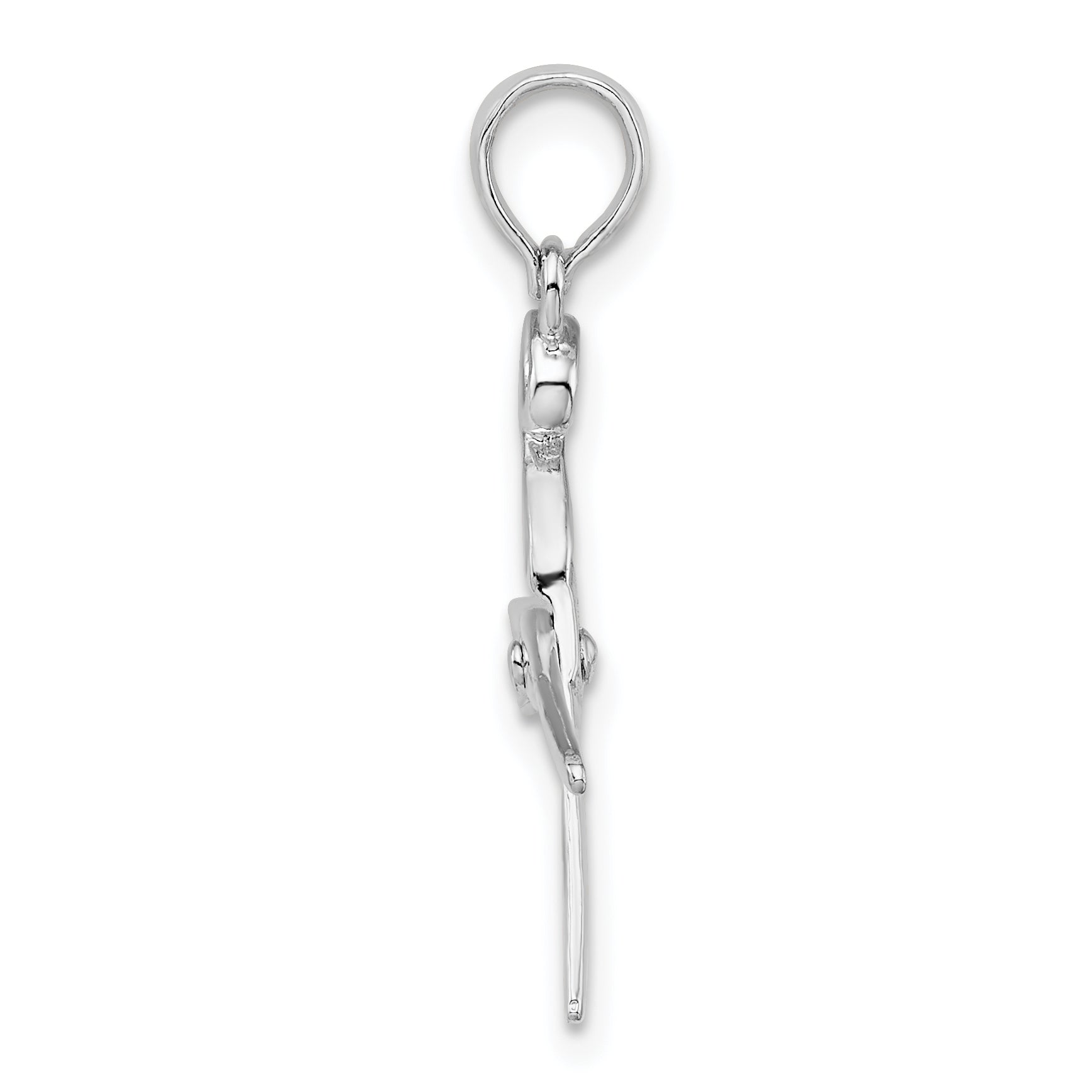 De-Ani Sterling Silver Rhodium-Plated Polished Moveable 3D Scissors Pendant Secondary image