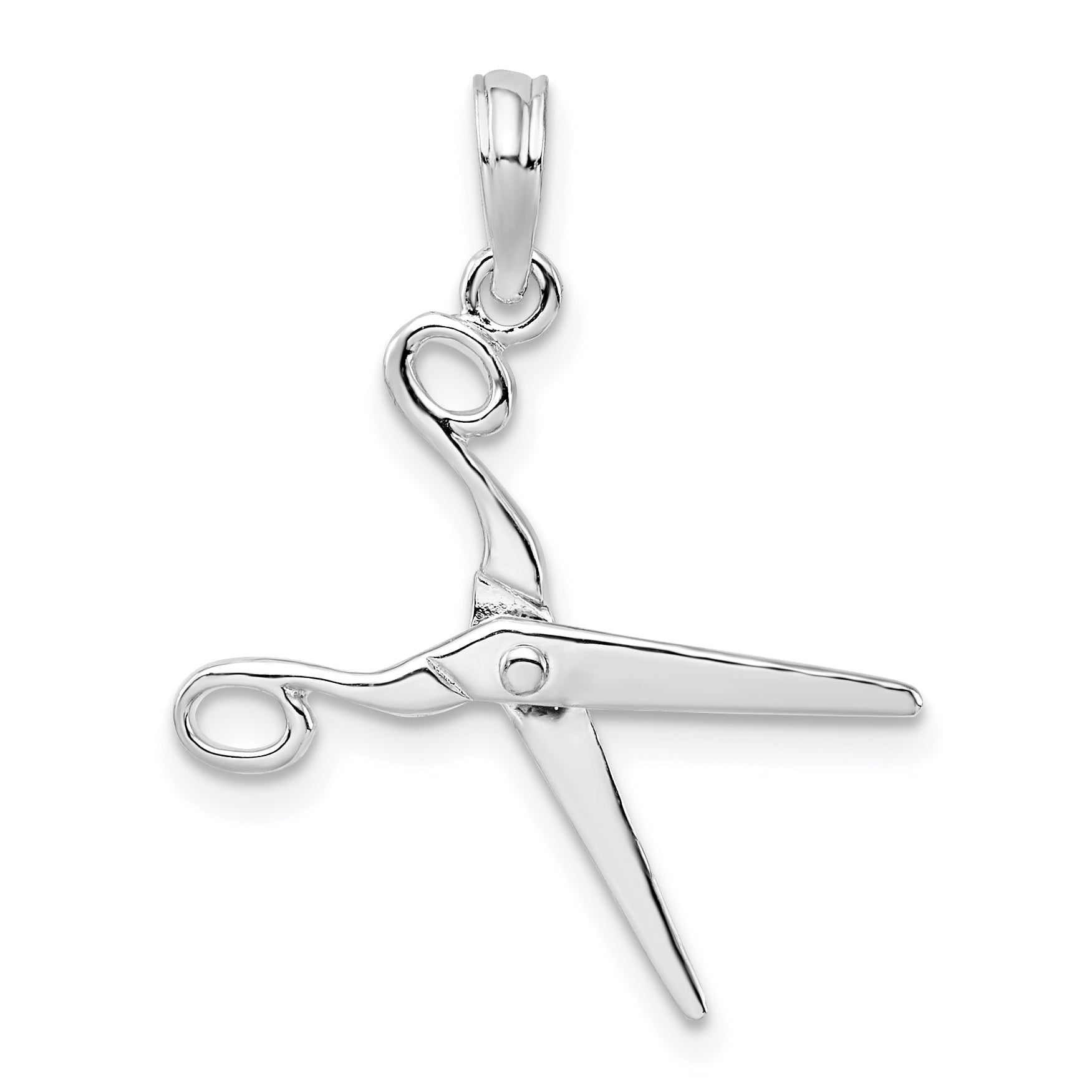 De-Ani Sterling Silver Rhodium-Plated Polished Moveable 3D Scissors Pendant Main image