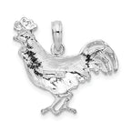 De-Ani Sterling Silver Rhodium-Plated Polished Rooster Pendant