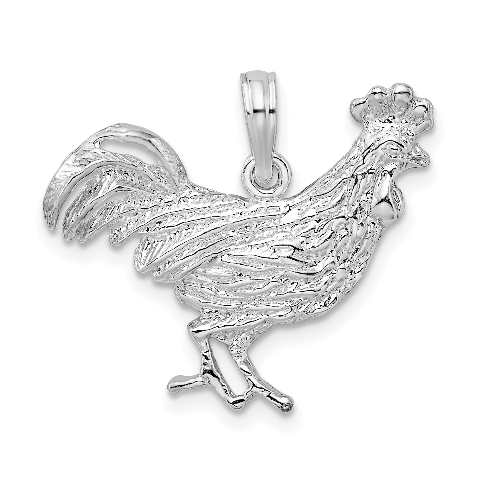 De-Ani Sterling Silver Rhodium-Plated Polished Rooster Pendant Main image