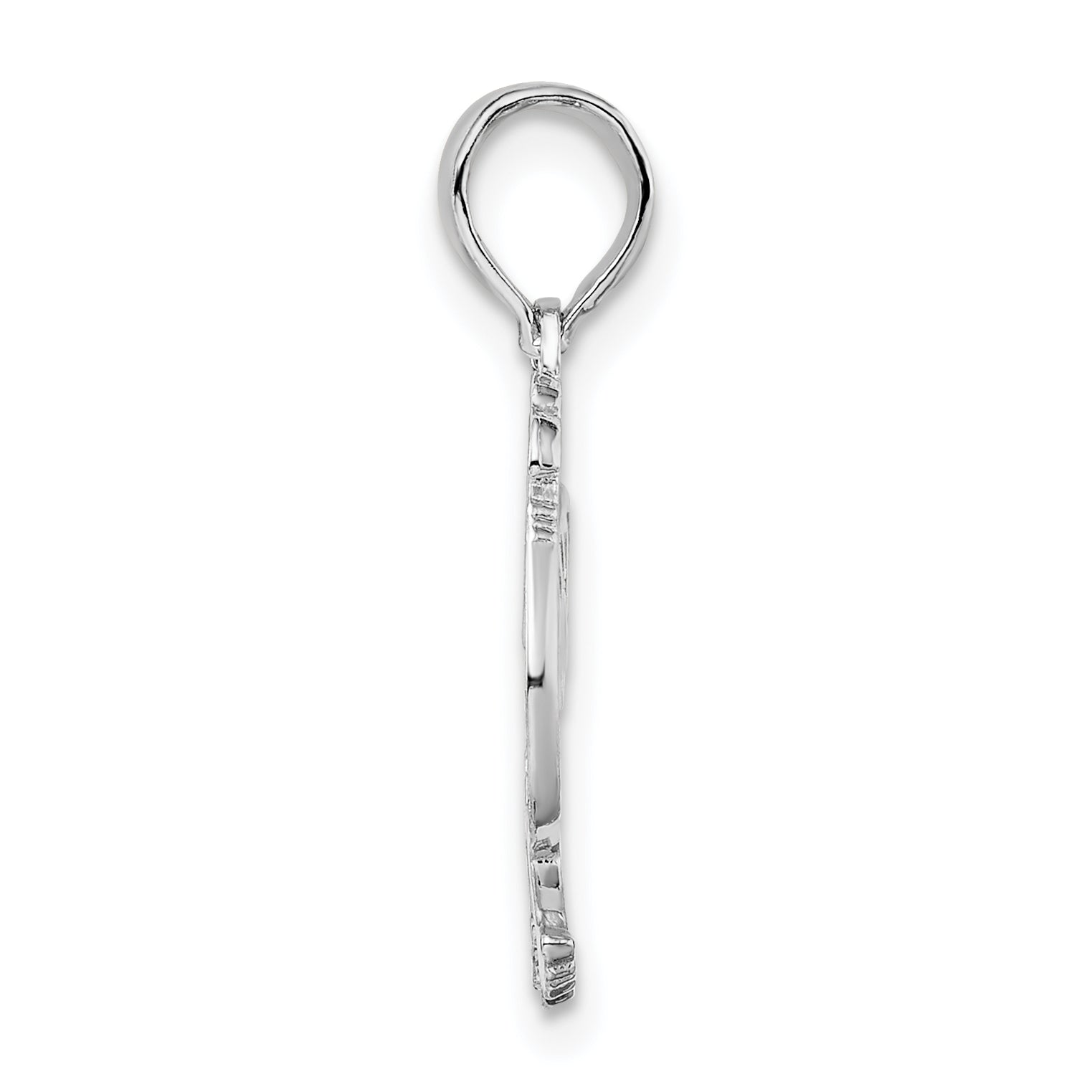 De-Ani Sterling Silver Rhodium-Plated Polished and Textured Flat Rooster Pendant Secondary image
