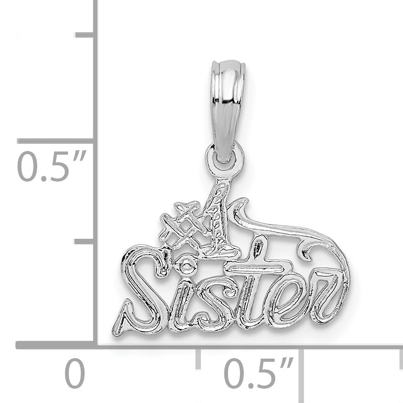 De-Ani Sterling Silver Rhodium-Plated Polished #1 SISTER Pendant