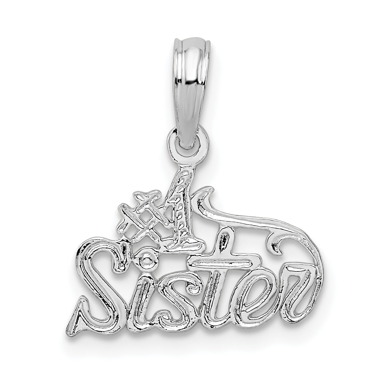 De-Ani Sterling Silver Rhodium-Plated Polished #1 SISTER Pendant Main image