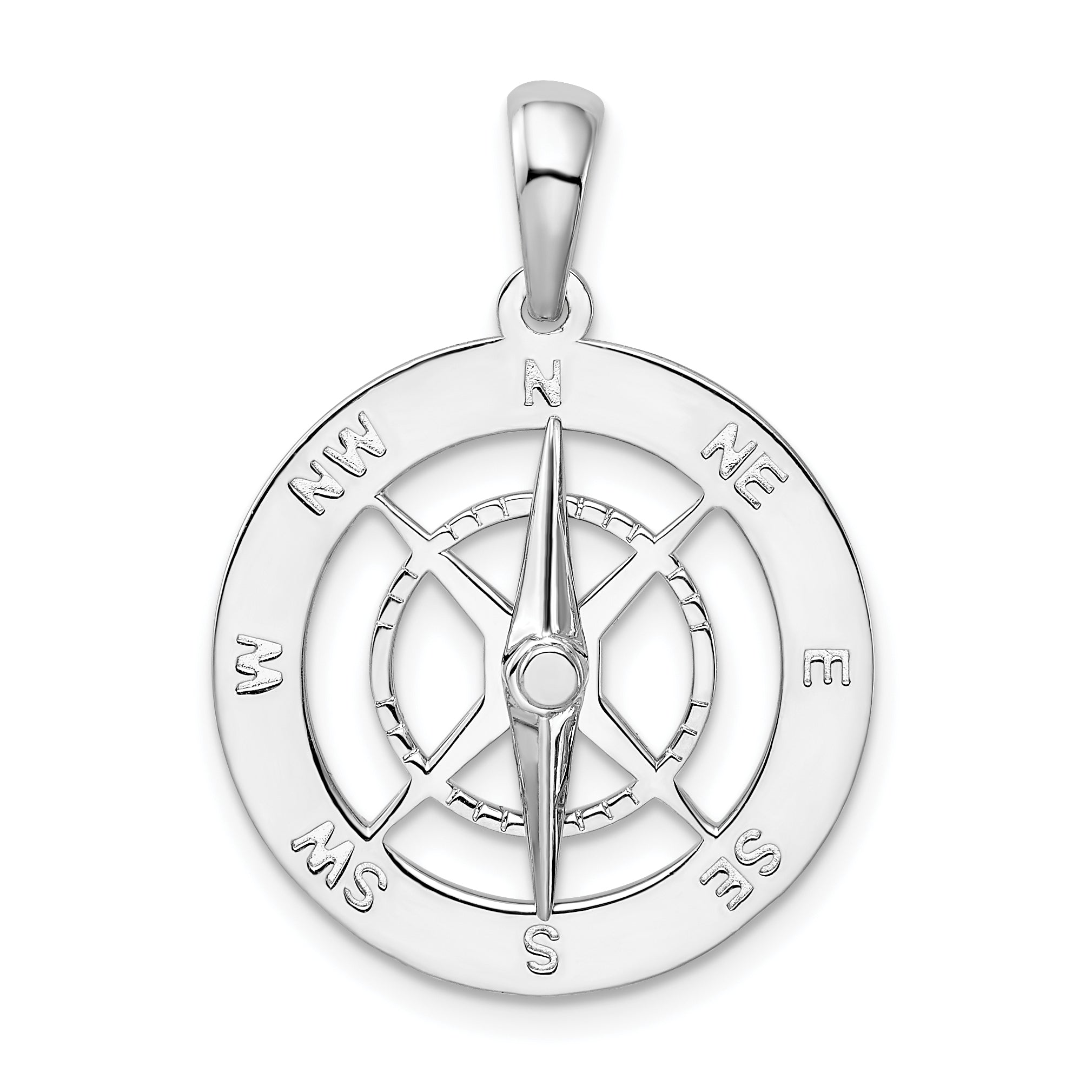 De-Ani Sterling Silver Rhodium-Plated Moveable Needle Compass Pendant Main image