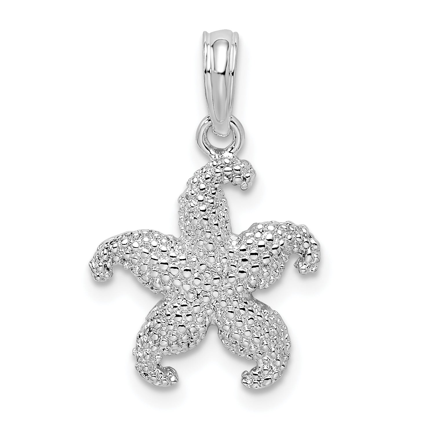 De-Ani Sterling Silver Rhodium-Plated Polished Puffed Starfish Pendant Main image