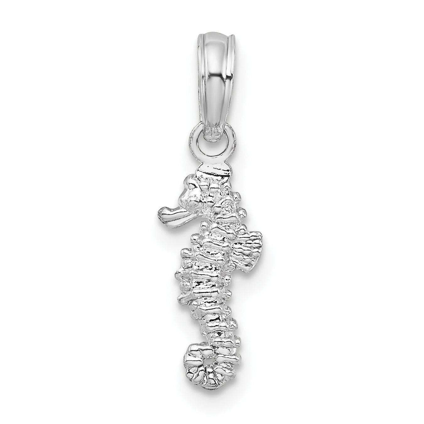 De-Ani Sterling Silver Rhodium-Plated Polished 3D Mini Seahorse Pendant Main image