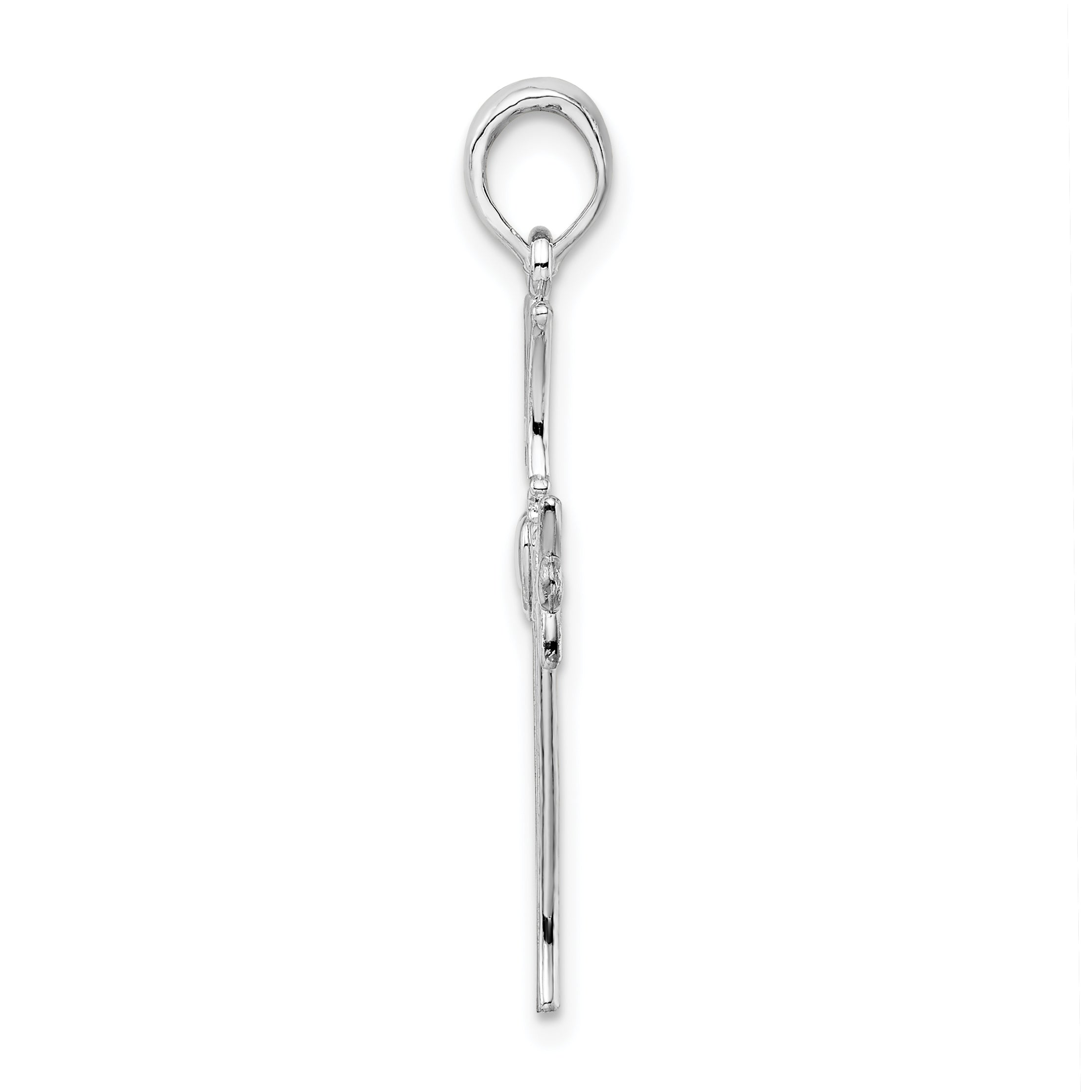 De-Ani Sterling Silver Rhodium-Plated Polished Cut-Out Claddagh Cross Pendant Secondary image