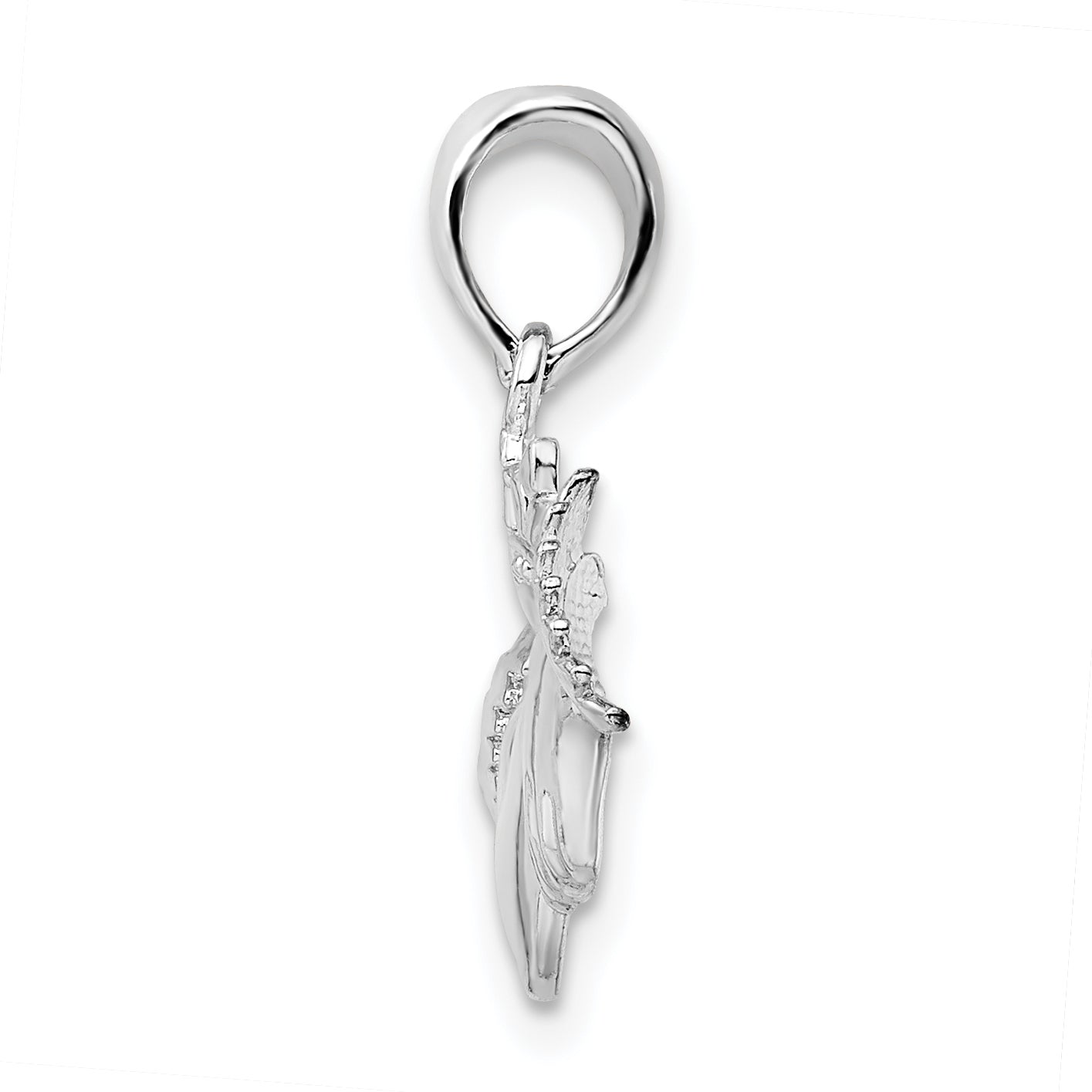 De-Ani Sterling Silver Rhodium-Plated Polished Claddagh Pendant Secondary image