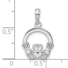 De-Ani Sterling Silver Rhodium-Plated Polished Claddagh Circle Pendant