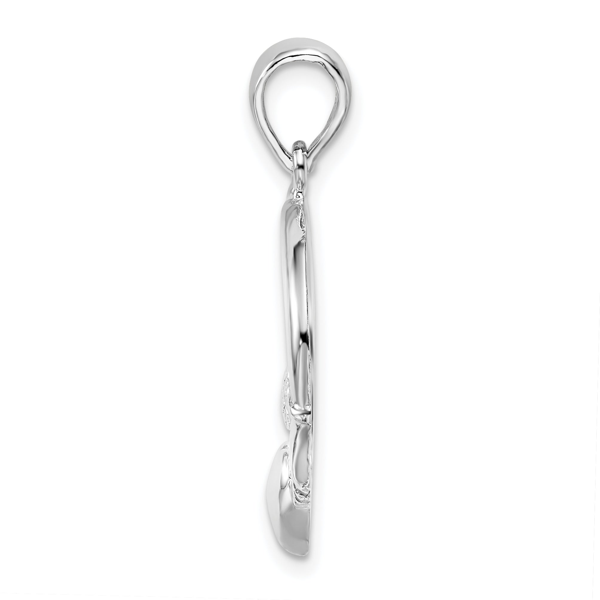 De-Ani Sterling Silver Rhodium-Plated Polished Large Claddagh Circle Pendant Secondary image