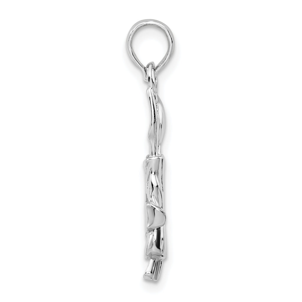 De-Ani Sterling Silver Rhodium-plated Polished Spoon and Fork Rolled in Napkin Pendant