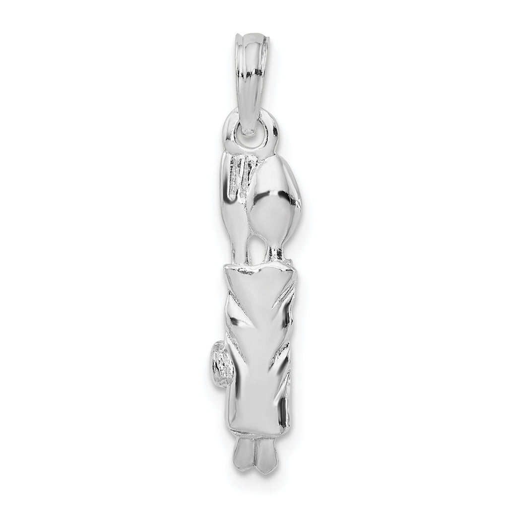 De-Ani Sterling Silver Rhodium-plated Polished Spoon and Fork Rolled in Napkin Pendant