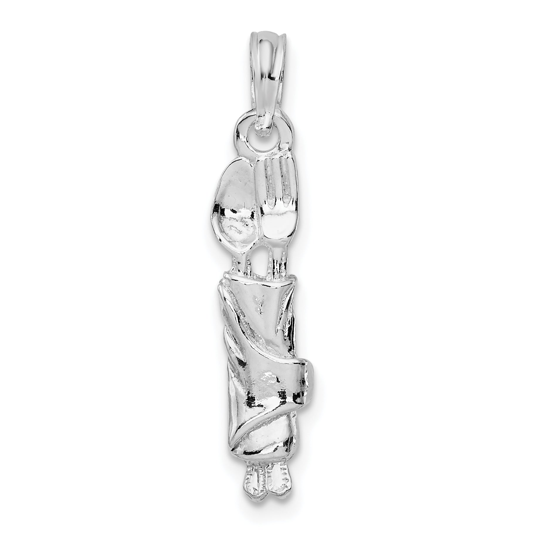 De-Ani Sterling Silver Rhodium-plated Polished Spoon and Fork Rolled in Napkin Pendant Main image