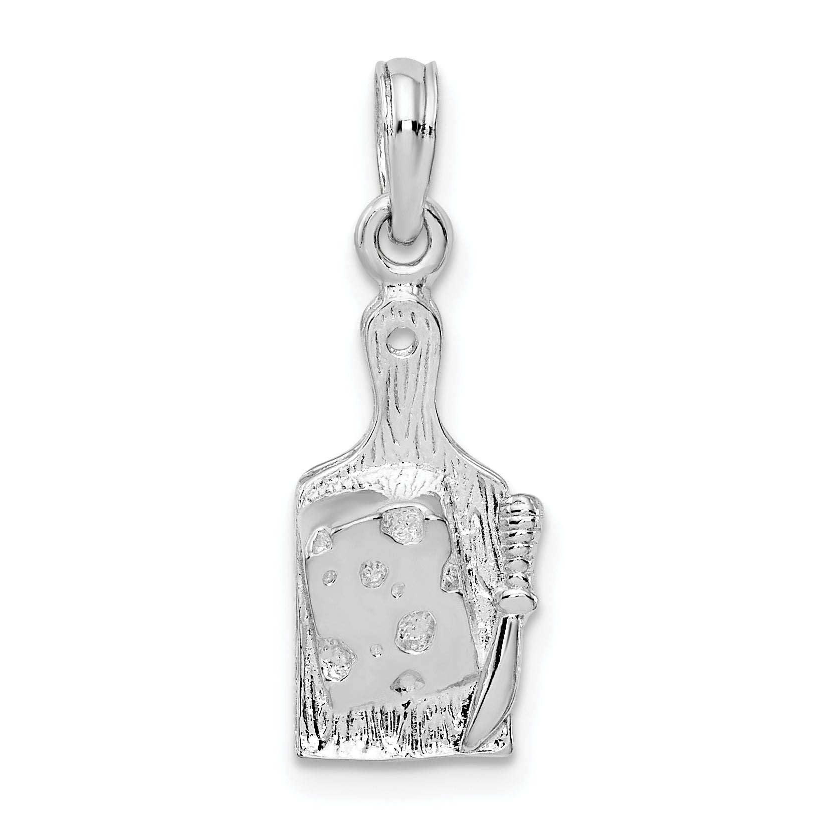 De-Ani Sterling Silver Rhodium-Plated Polished Cheese Board with Knife Pendant Main image