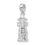 De-Ani Sterling Silver Rhodium-Plated Polished 3D Lighthouse Pendant