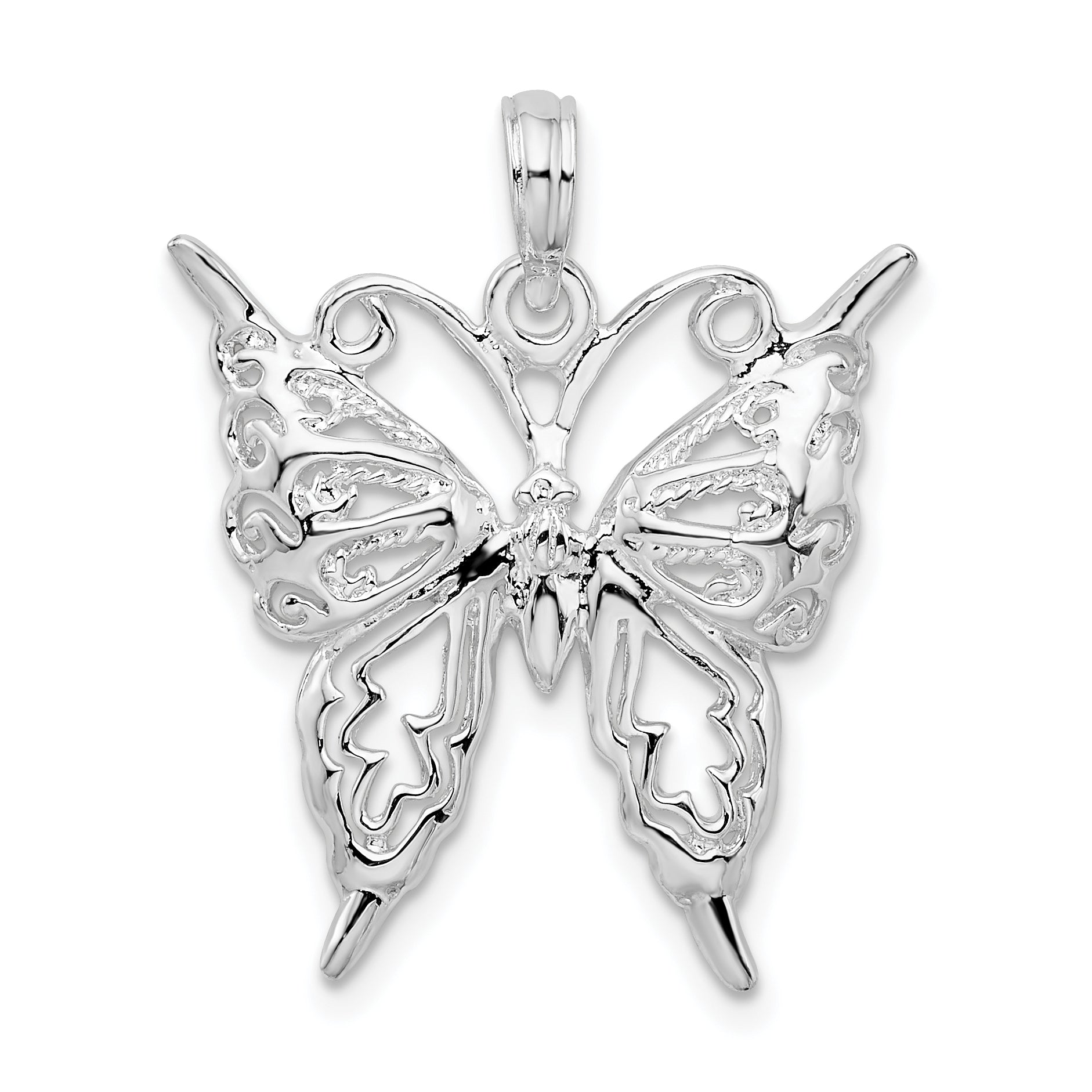 De-Ani Sterling Silver Rhodium-Plated Polished Cut-Out Butterfly Pendant Main image