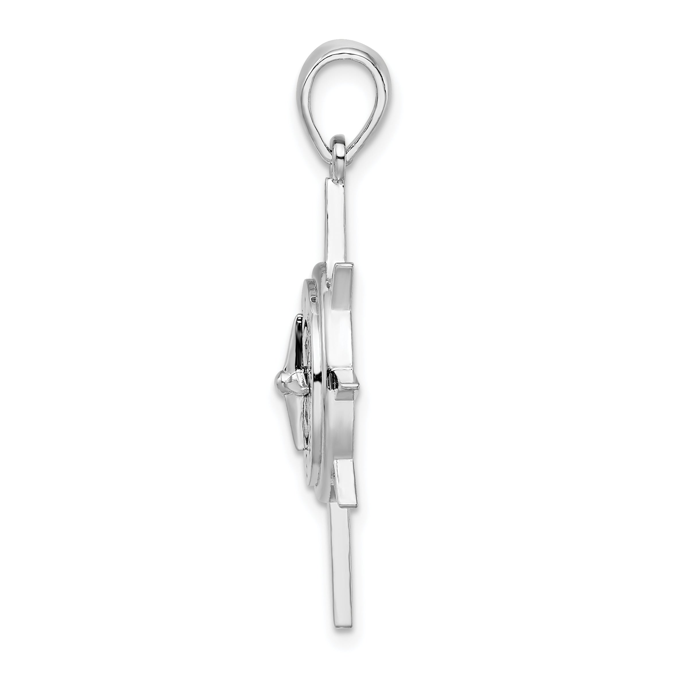 De-Ani Sterling Silver Rhodium-Plated Polished Star Frame Compass Pendant Secondary image